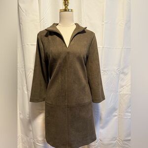 THML NWOT L olive green/‎ brownish faux suede dress